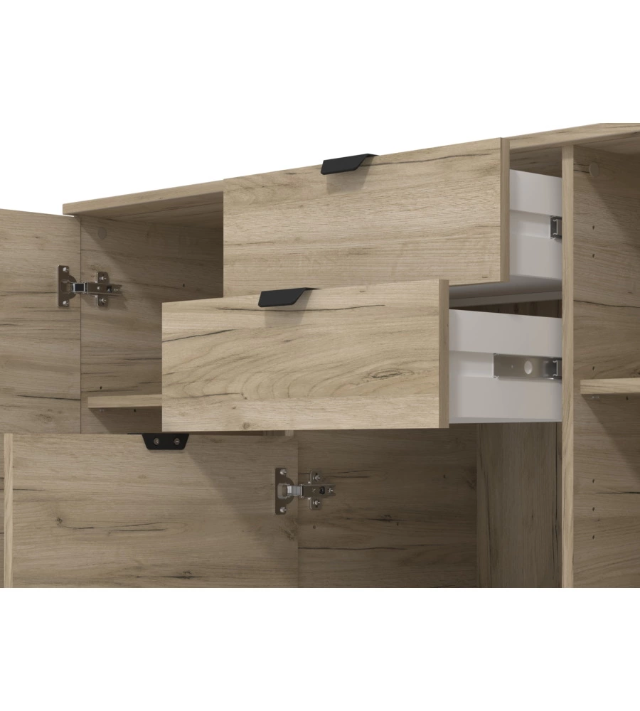 CREDENZA "PAMPLONA" 3 ANTE E 2 CASSETTI, 135X40X95 CM